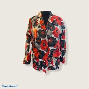 Joan Rivers Blazer 3/4 sleeve floral poppy print
